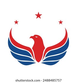 Bird falcon and circle frame logo design, eagle or hawk badge emblem vector icon
