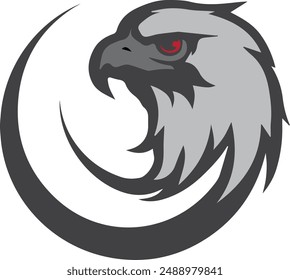 Vogelfalke und Kreis-Rahmen-Logo-Design, Adler oder Habicht-Emblem-Vektorgrafik-Symbol Eagle-Logo. Hawk Emblem Design editierbar für Ihr Unternehmen. Vektorillustration.