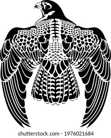 bird falcon eagle black and white drawing suitable for tattoo and artistic decorative panels