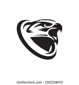 Bird falcon and  logo design, eagle or hawk badge emblem vector icon illustration