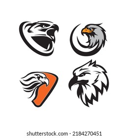 Bird Falcon And  Logo Design, Eagle Or Hawk Badge Emblem Vector Icon Illustration