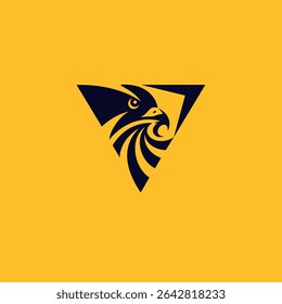 Falcão de pássaro e projeto de logotipo de quadro de triângulo.