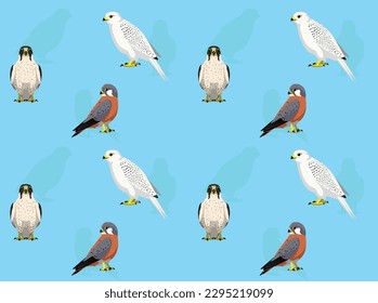 Bird Falconry Gyrfalcon Set Cute Cartoon Seamless Wallpaper Background