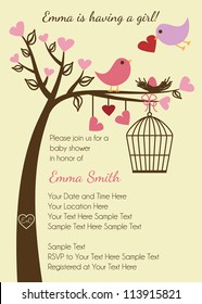 Bird Family Baby Shower Invitation Template