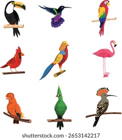 Pássaro Conjunto de família - Pai e bebê Pássaro Clipart EPS