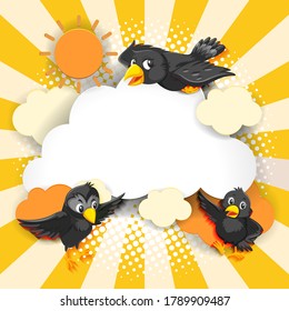 Bird fancy banner comic cartoon style illustration