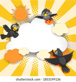 Bird fancy banner comic cartoon style illustration