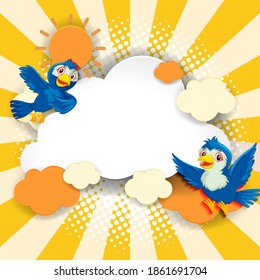 Bird fancy banner comic cartoon style illustration