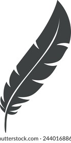 Bird feather black icon. Stylized flying logo