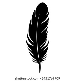 Bird feather black icon. Vector illustration
