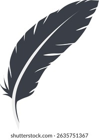 Bird Feather Black Silhouette Isolated on White Background. Vector Illustration