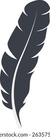 Bird Feather Black Silhouette Isolated on White Background. Vector Illustration
