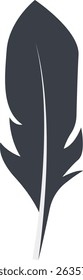 Bird Feather Black Silhouette Isolated on White Background. Vector Illustration