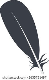 Bird Feather Black Silhouette Isolated on White Background. Vector Illustration