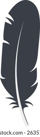 Bird Feather Black Silhouette Isolated on White Background. Vector Illustration