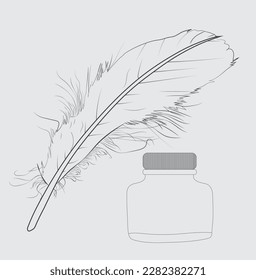 Bird Feather black silhouettes, Vector isolated on white, Bird feather line art,
Set of bird feathers, Hand-drawn illustration converted to vector, Outline with transparent background.