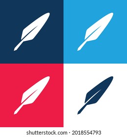 Bird Feather blue and red four color minimal icon set