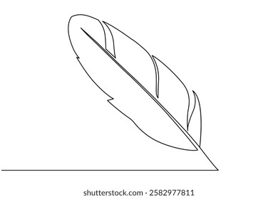 Bird Feather continuous line art drawing and minimalist design