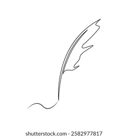 Bird Feather continuous line art drawing and minimalist design