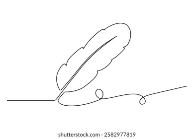 Bird Feather continuous line art drawing and minimalist design