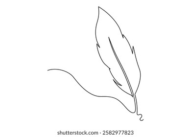 Bird Feather continuous line art drawing and minimalist design