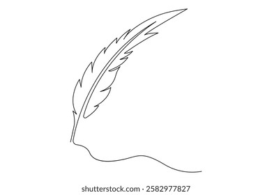 Bird Feather continuous line art drawing and minimalist design