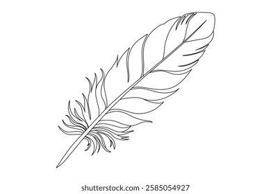 Bird Feather continuous line art drawing and minimalist design