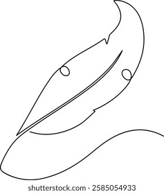 Bird Feather continuous line art drawing and minimalist design