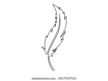 Dibujo continuo de una línea con plumas de pájaro. Logo del vector del icono de pluma. Ilustración vectorial. Vector premium