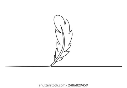 Pluma de pájaro Ilustración vectorial de dibujo de una línea continua. Vector Premium. Desvanecer un dibujo de línea continua. Aislado sobre fondo blanco Ilustración vectorial