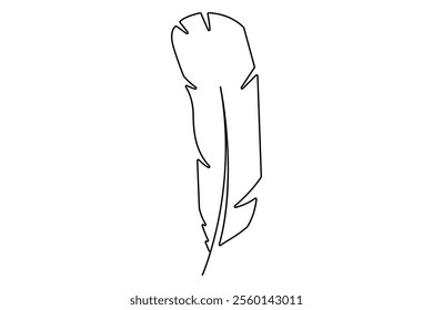 Bird feather continuous one line drawing of bird feather icon  Isolated on white background vector illustration
