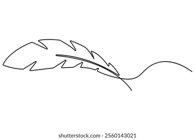 Bird feather continuous one line drawing of bird feather icon  Isolated on white background vector illustration
