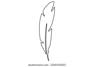 Bird feather continuous one line drawing of bird feather icon  Isolated on white background vector illustration
