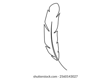 Bird feather continuous one line drawing of bird feather icon  Isolated on white background vector illustration
