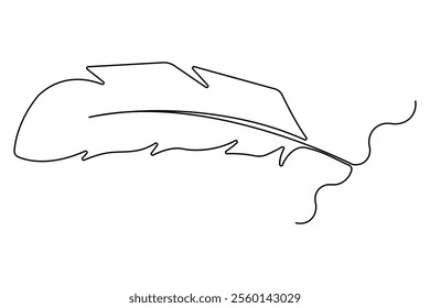 Bird feather continuous one line drawing of bird feather icon  Isolated on white background vector illustration
