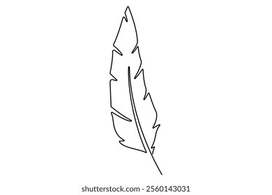 Bird feather continuous one line drawing of bird feather icon  Isolated on white background vector illustration
