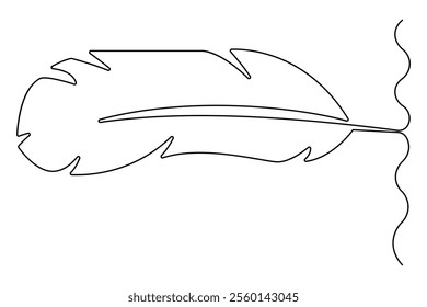 Bird feather continuous one line drawing of bird feather icon  Isolated on white background vector illustration
