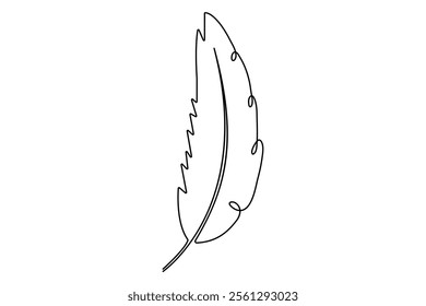 Bird feather continuous one line drawing of bird feather icon  Isolated on white background vector illustration