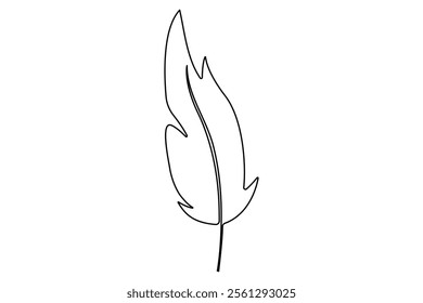 Bird feather continuous one line drawing of bird feather icon  Isolated on white background vector illustration