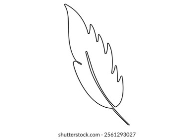 Bird feather continuous one line drawing of bird feather icon  Isolated on white background vector illustration