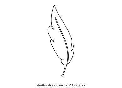 Bird feather continuous one line drawing of bird feather icon  Isolated on white background vector illustration