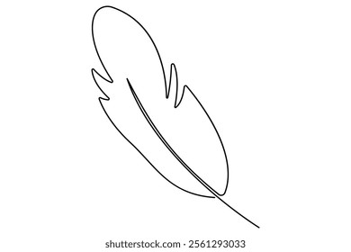 Bird feather continuous one line drawing of bird feather icon  Isolated on white background vector illustration