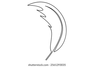 Bird feather continuous one line drawing of bird feather icon  Isolated on white background vector illustration