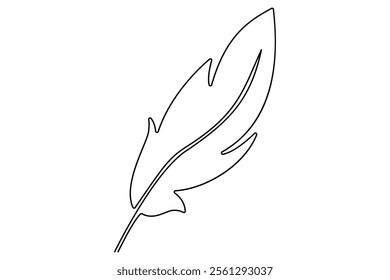 Bird feather continuous one line drawing of bird feather icon  Isolated on white background vector illustration