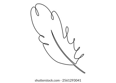 Bird feather continuous one line drawing of bird feather icon  Isolated on white background vector illustration