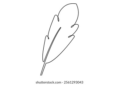 Bird feather continuous one line drawing of bird feather icon  Isolated on white background vector illustration