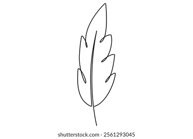 Bird feather continuous one line drawing of bird feather icon  Isolated on white background vector illustration