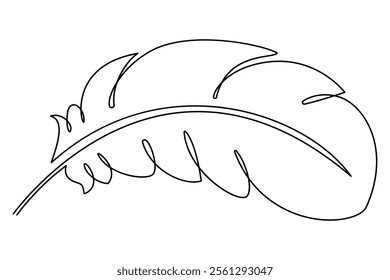 Bird feather continuous one line drawing of bird feather icon  Isolated on white background vector illustration