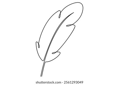 Bird feather continuous one line drawing of bird feather icon  Isolated on white background vector illustration