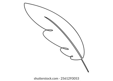 Bird feather continuous one line drawing of bird feather icon  Isolated on white background vector illustration